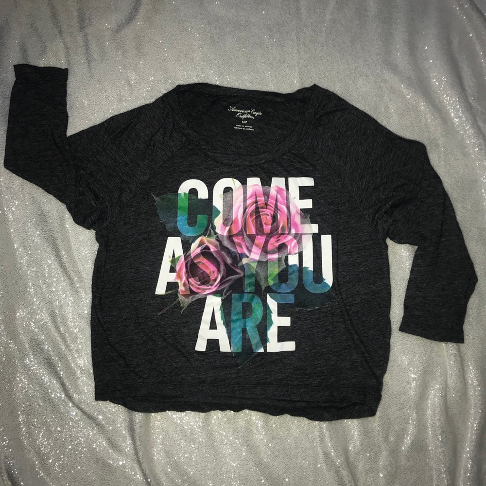 “Come As You Are” Nirvana Floral 3/4 Sleeve Top